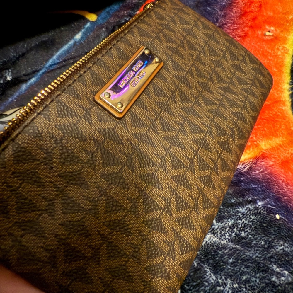 Michael Kors Dark Brown Patterned Wristlet - image 1